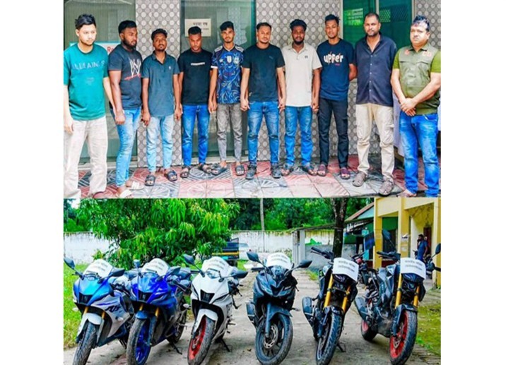 কুমিল্লা ময়নামতিতে ডিবির অভিযানে ৬ মোটরসাইকেলসহ চোরাচালান চক্রের ৯ সদস্য গ্রেপ্তার